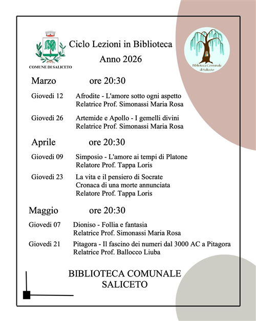 Ciclo di Lezioni in Biblioteca 2026